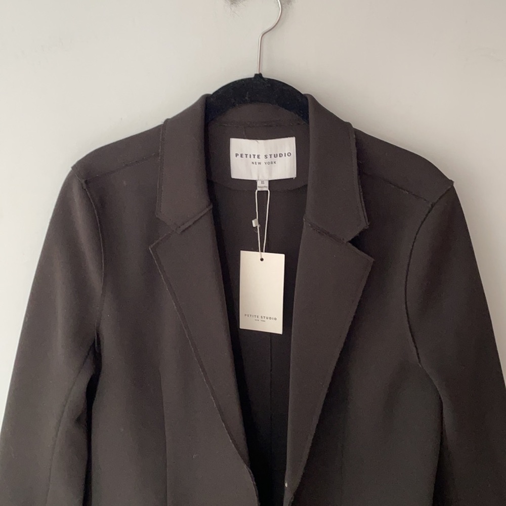 Petite Studio Black Open Front Midi Coat Size XS